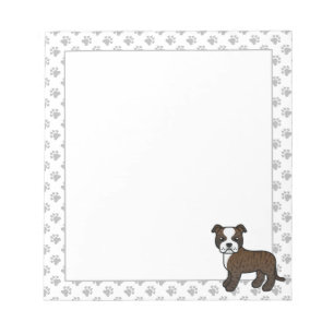 Bloco De Notas Brindle E White Staffifie - Cão De Cartoon Bonito