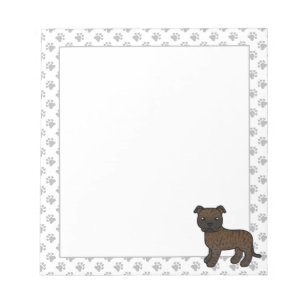 Bloco De Notas Brindle English Staffie Cute Cartoon Dog