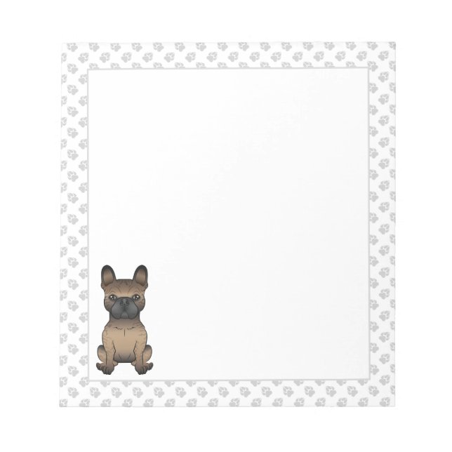 Bloco De Notas Brindle French Bulldog / Frenchie Cute Dog & Paws (Frente)