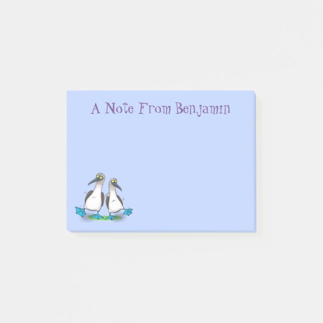 Bloco De Notas Brinquedos engraçados e felizes de pés azuis dança (Frente)