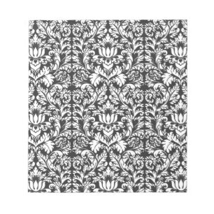Bloco De Notas Brocade de gargalo branco preto
