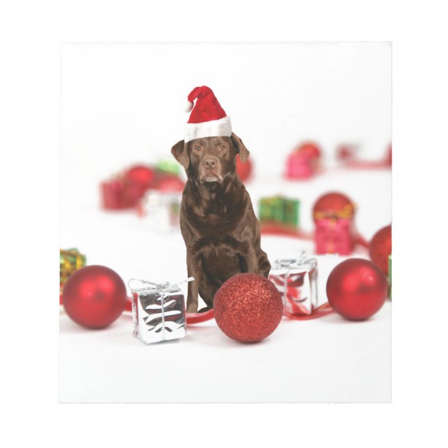 Bloco De Notas Brown Labrador Cachorro Natal w presentes Papai No (Frente)