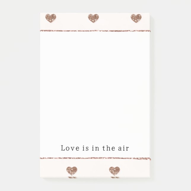 Bloco De Notas Brown Sugar Blush Pink Glitter Hearts  (Frente)