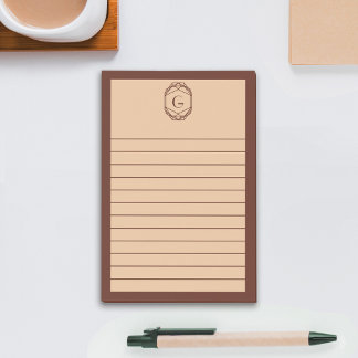 Bloco De Notas Brown & Tan Geometric Art Deco Monogram Lined