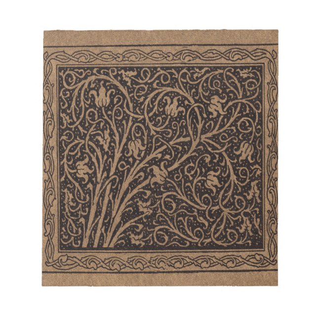 Bloco De Notas Brown Tooling Leather Art Nouveau Floral (Frente)