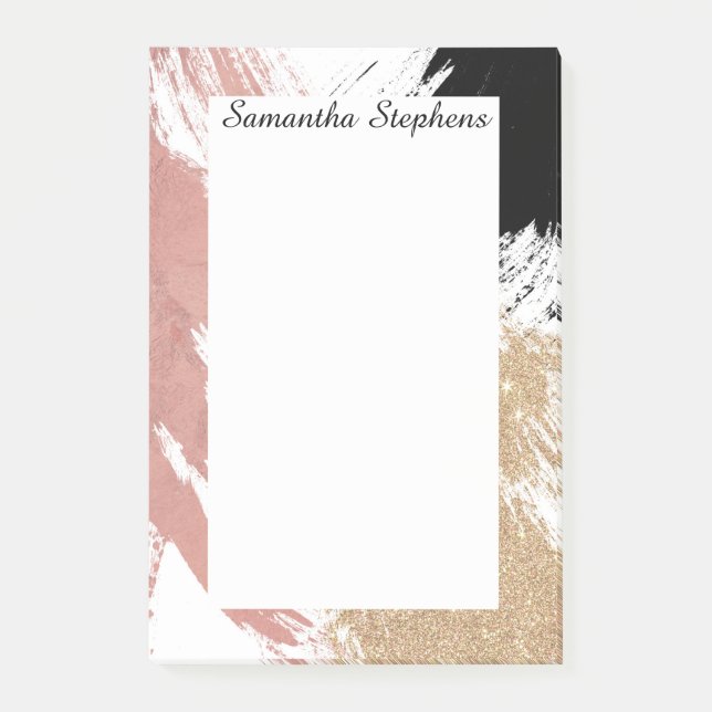 Bloco De Notas Brushstrokes artísticas gigantes no brilho Dourado (Frente)