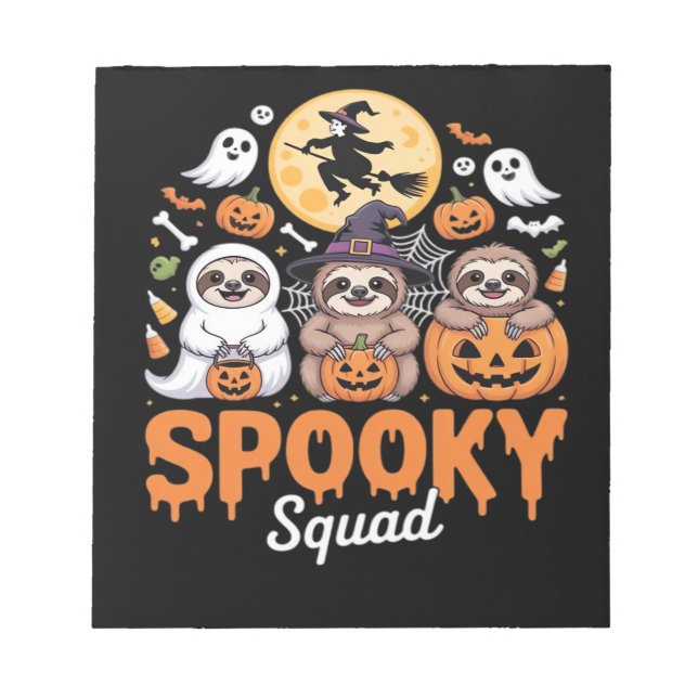Bloco De Notas Bruxa Assustadora de Halloween Funny Horror Sloths (Frente)