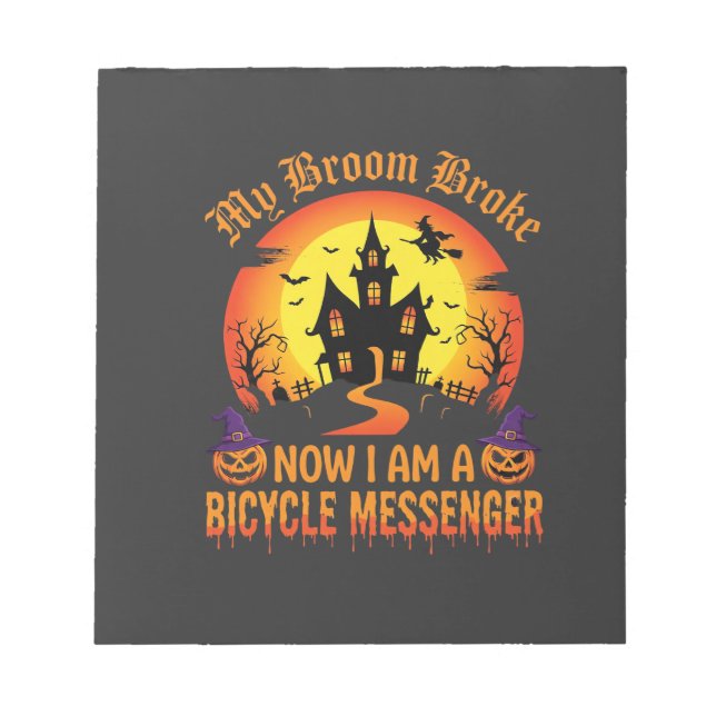 Bloco De Notas Bruxa de Mensageiro de Bicicleta de Halloween Vass (Frente)