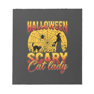 Bloco De Notas Bruxa Senhora do Gato Assustador do Halloween Teia