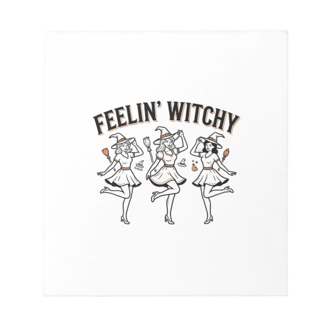 Bloco De Notas Bruxas do Halloween Retro Sentindo-se Bruxas (Frente)