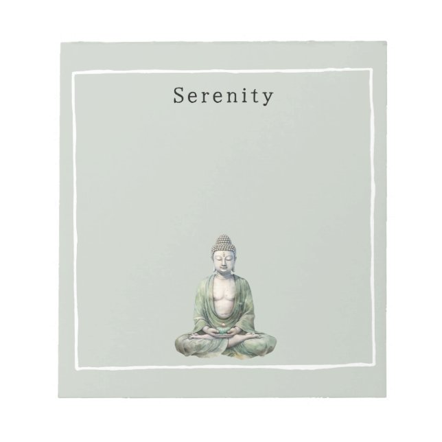 Bloco De Notas Buda Meditação Personalizado Verde Oliva  (Frente)