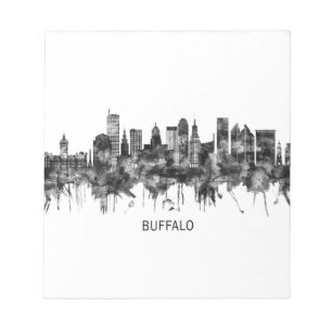 Bloco De Notas Buffalo New York Skyline BW