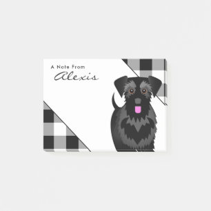 Bloco De Notas Buffalo Xadrez Black Schnauzer com língua rosa