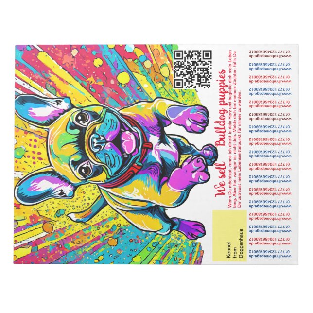 Bloco De Notas Buldogue Francês Lança-lágrimas (Frente)