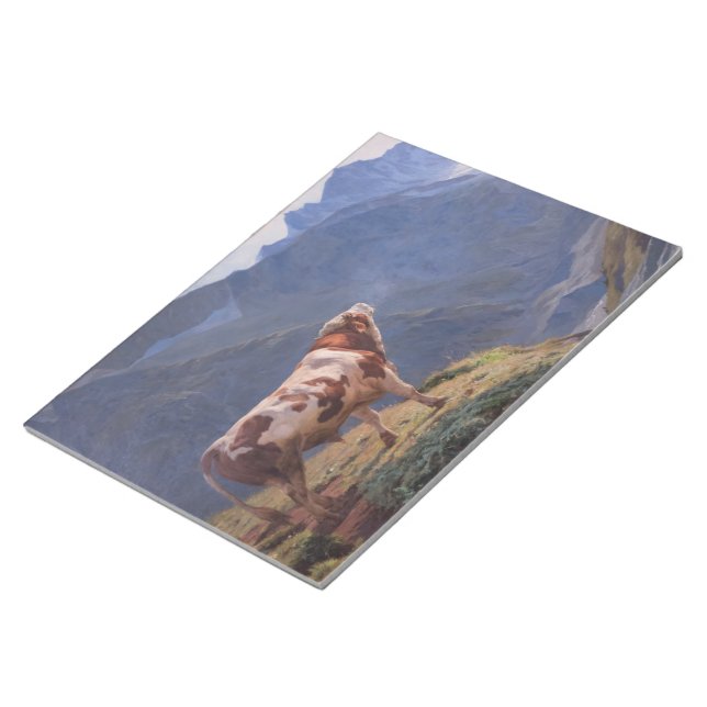 Bloco De Notas Bull nos Alpes (por Eugène Burnand) (Inclinado)