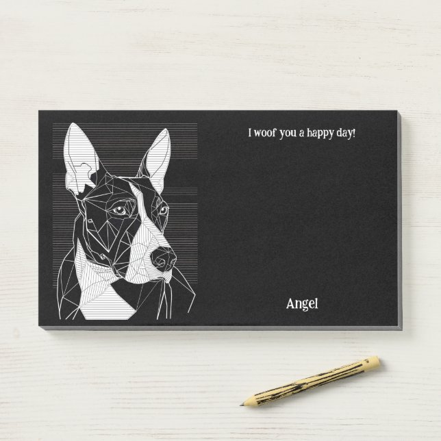 Bloco De Notas Bull Terrier Abstrato Art Dog Name (Na mesa)