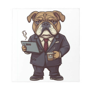 Bloco De Notas Bulldog Empresarial � Cachorro Divertido no Escrit