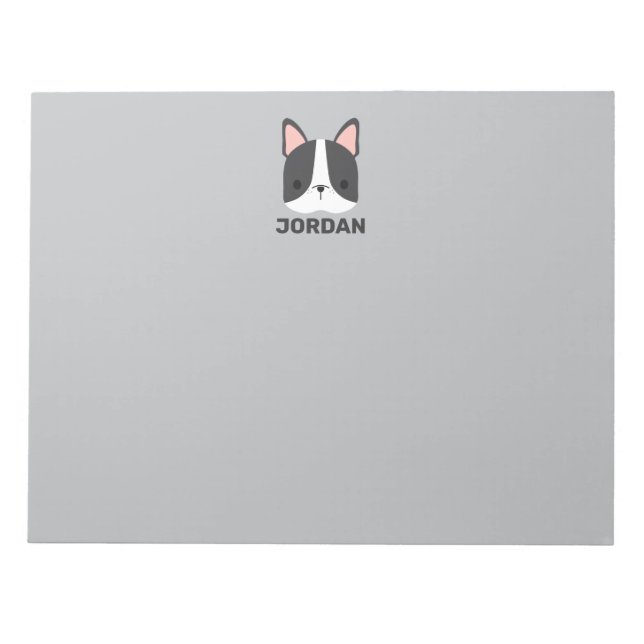 Bloco De Notas Bulldog Francês Bonito com Nome Personalizado (Frente)