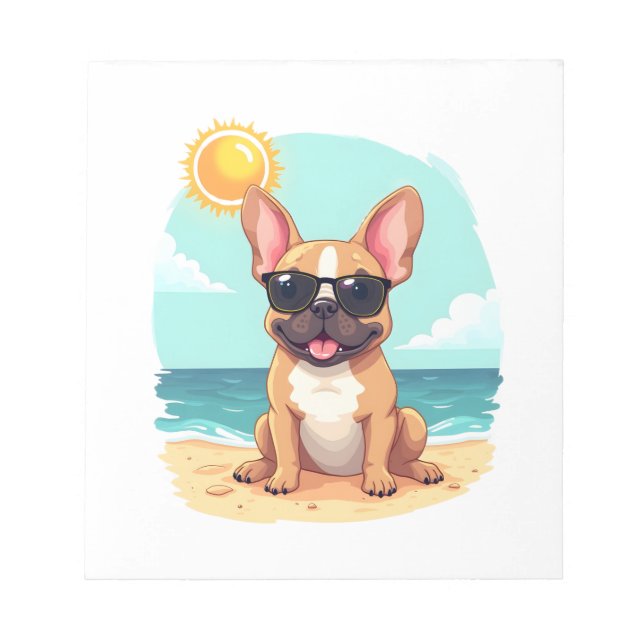 Bloco De Notas Bulldog Francês de Ficção Científica Usando Óculos (Frente)