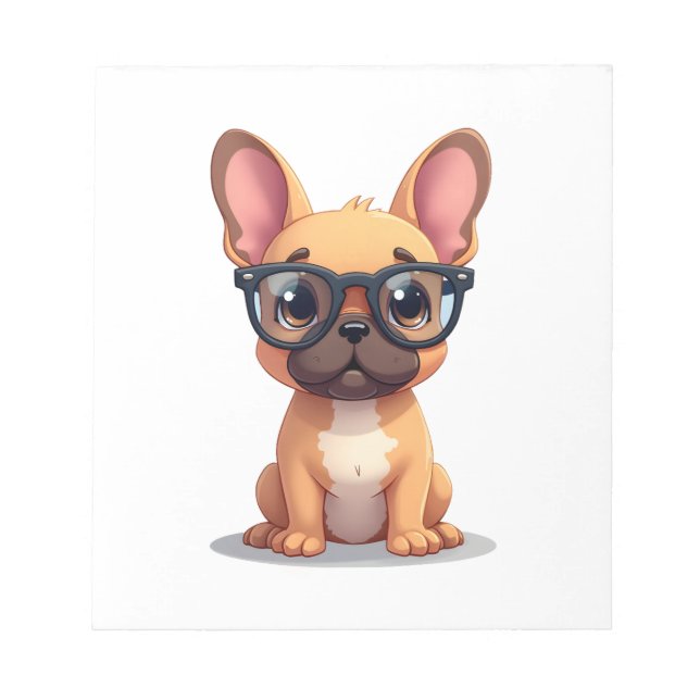 Bloco De Notas Bulldog Francês Usando Óculos Cópia (Frente)