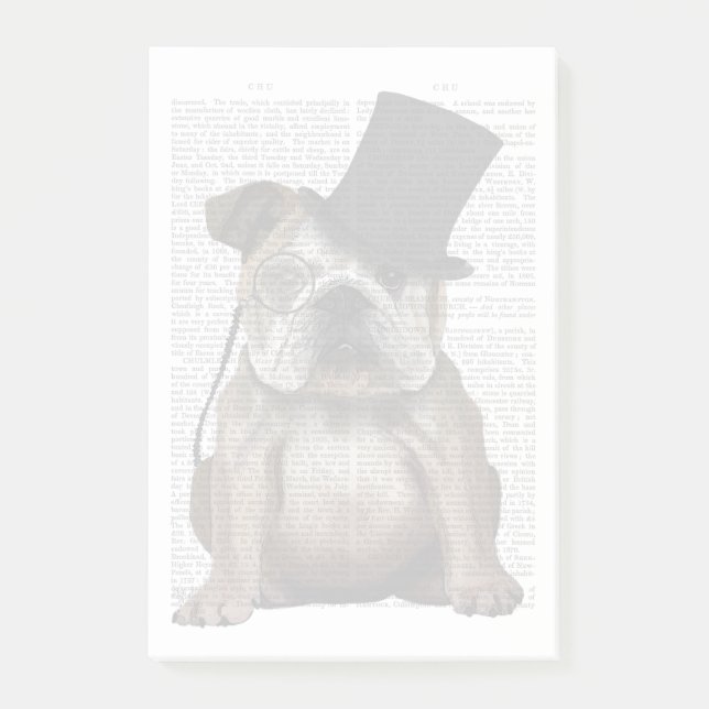 Bloco De Notas Bulldog Inglês, Formal Hound e Hat (Frente)