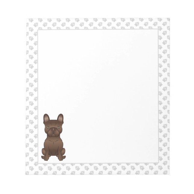 Bloco De Notas Bulldogue Francês Chocolate / Cachorro e Patas Fre (Frente)