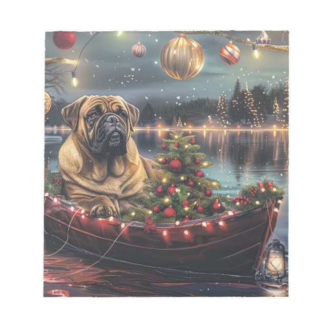 Bloco De Notas Bullmastiff Natal Festivo Voyage (Frente)