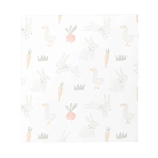 Bloco De Notas Bunnies e Patos no Padrão de Fazenda (Frente)