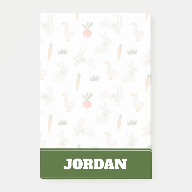 Bloco De Notas Bunnies e Patos no Padrão de Fazenda (Frente)