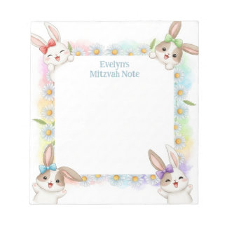 Bloco De Notas Bunny Rabbit Personalizado Mitzvah Notas Notepad