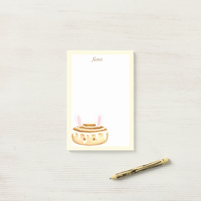 Bloco De Notas Bunny Sweet Dessert Cinnamon Bun (Na mesa)