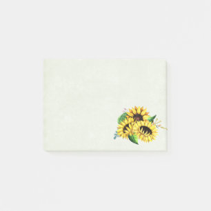 Bloco De Notas Buquê Amarelo de Girassol em Aquarela