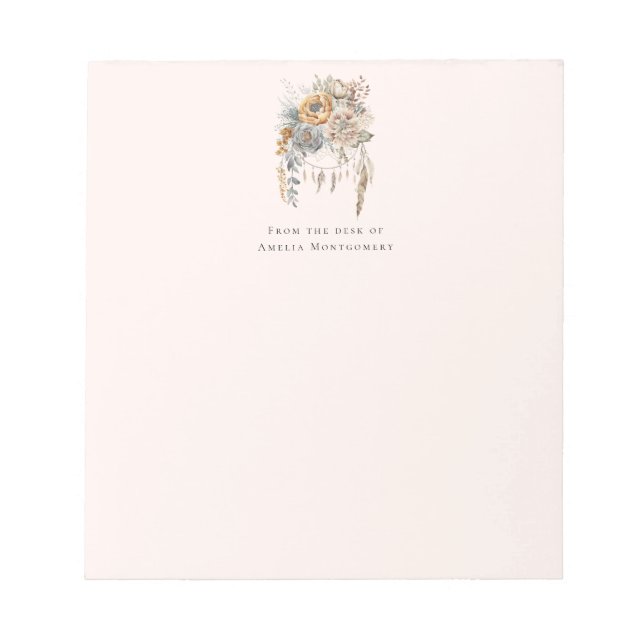 Bloco De Notas Buquê Boho Flower e Dreamcatcher (Frente)