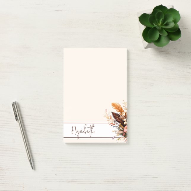 Bloco De Notas Buquê boho personalizado em tons terrosos (Escritótio)