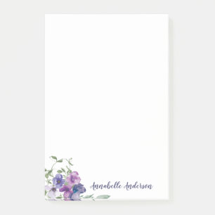 Bloco De Notas Buquê de Aquarela Floral Roxo-Clássico Russo
