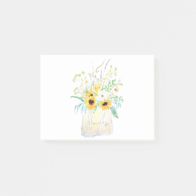 Bloco De Notas buquê de flores numa pintura a aquarela bolsa (Frente)