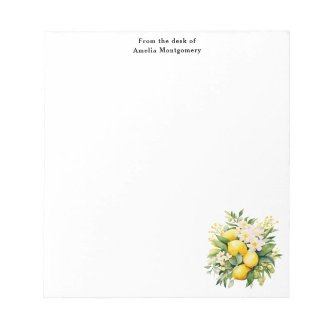 Bloco De Notas Buquê de Limão com Flores Brancas (Frente)