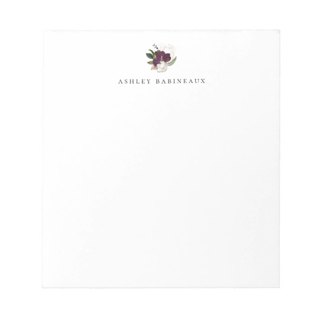 Bloco De Notas Buquê Floral Moderno de Ivory Plum (Frente)