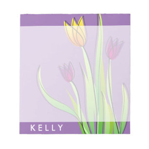 Bloco De Notas Buquê roxo e amarelo personalizado das tulipas
