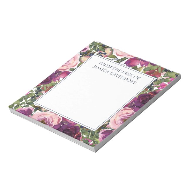 Bloco De Notas Burgundy Blush Rosa Folhagem Da Mesa (Invertido)