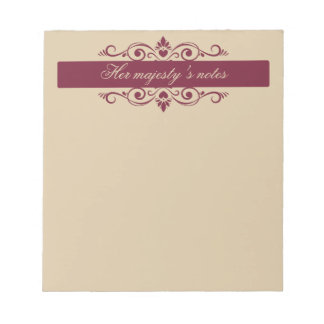 Bloco De Notas Burgundy Floral Swirls | Custom Gold Notepad