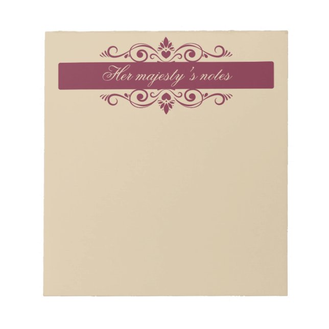 Bloco De Notas Burgundy Floral Swirls | Custom Gold Notepad (Frente)