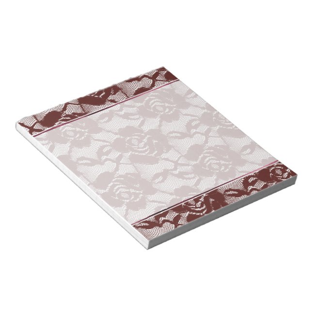 Bloco De Notas Burgundy Red Lace Floral (Inclinado)