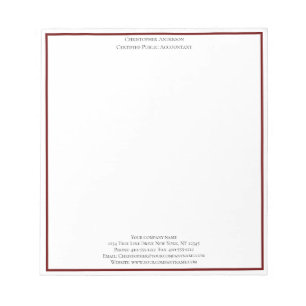 Bloco De Notas Burgundy White Professional Business Personalizado