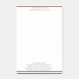 Bloco De Notas Burgundy White Professional Business Personalizado
