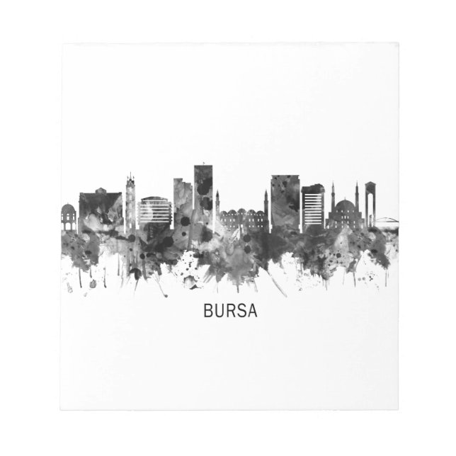 Bloco De Notas Bursa Turquia Skyline BW (Frente)
