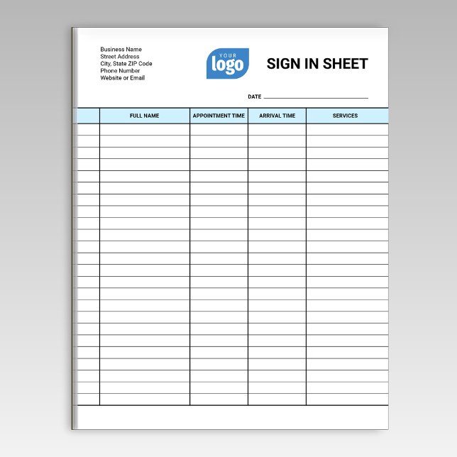 Bloco De Notas Business Client Sign In Sheet Template Notepad (Criador carregado)