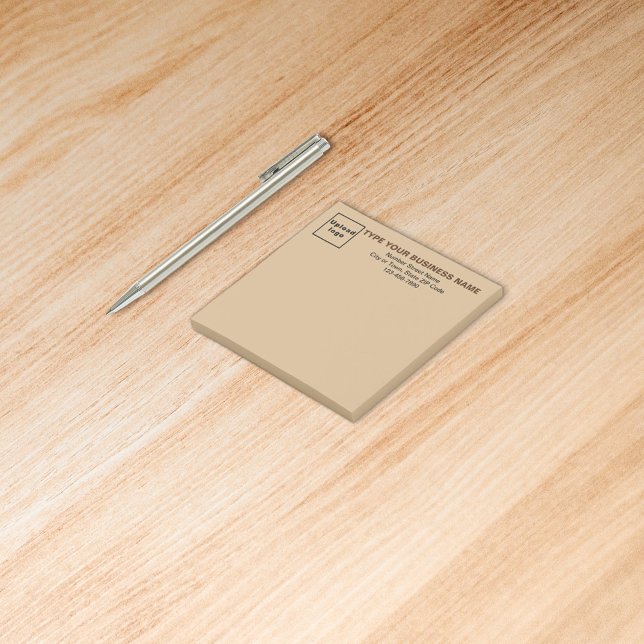 Bloco De Notas Business Light Brown Square poste sua nota (Build brand name awareness. Your business brand on heading of light brown square post it note.)