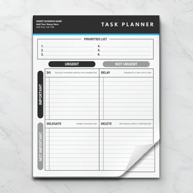 Bloco De Notas Business Task Planner Priority Matrix Notepad (Criador carregado)
