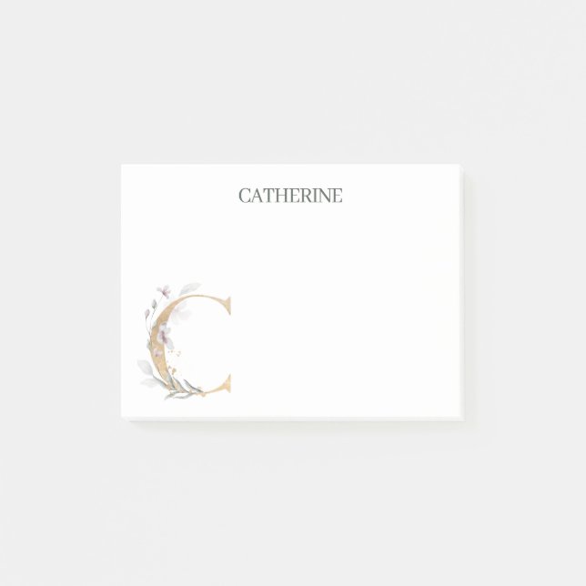 Bloco De Notas C Monograma Floral Personalizado (Frente)